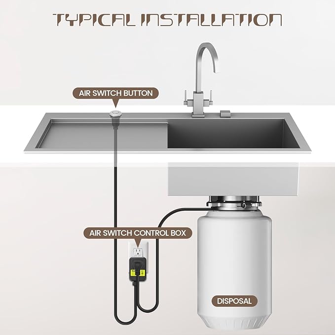 Garbage Disposal Air Switch Kit Sink Top Waste Disposal Stainless Steel Brushed Nickel On/Off Air Button Food and Waste Disposals Part by Etoolcity, UL Listed