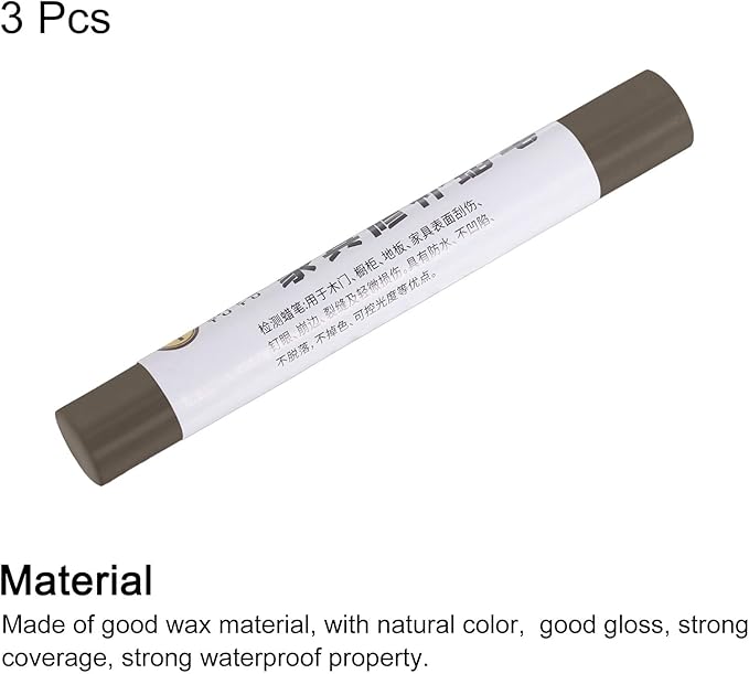 uxcell Furniture Repair Crayons, 3Pcs - Wood Wax Filler Stick, Furniture Markers Touch Up - for Scratches Holes Tables Desks Wooden Floors Cover Ups, Khaki Light