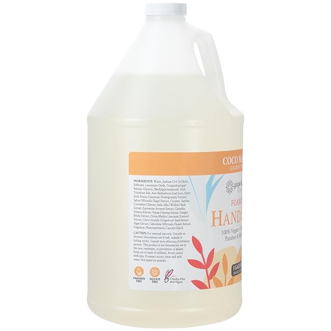 Ginger Lily Farms Botanicals All-Purpose Foaming Hand Soap Refill, Coco Mango, 100% Vegan & Cruelty-Free, Coconut Mango Scent, 1 Gallon (128 fl oz)