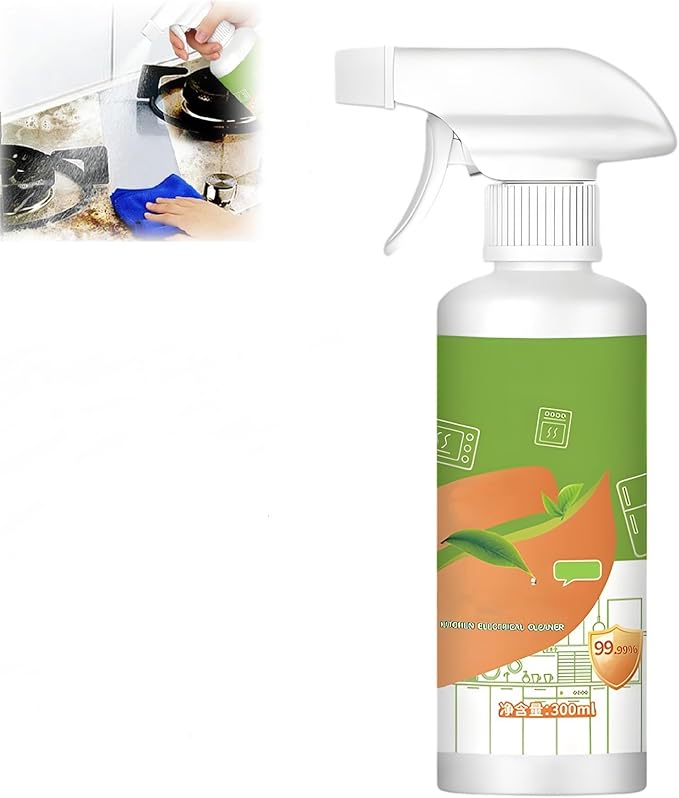 Cleanse Natural Enzyme Formula to Household Appliances, Electrolyzed Ion Kitchen Cleaner Spray, Cleaner Stain Remover Spray, Kitchen Multi-purpose Foam Cleaner Spray for Hood, Oven, Stove(300ML)
