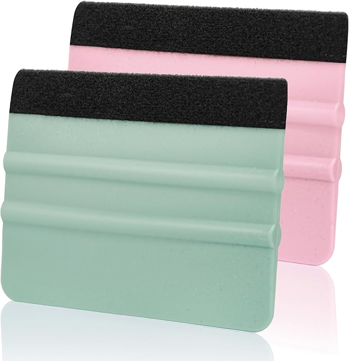 Squeegee for Vinyl, 2 Pcs Vinyl Squeegee with Extra 2 Felt Replacements, 4 Inch Vinyl Wrap Tools for Car Wrap, Craft Sign Making, DIY Crafting, Window, TintTeal and Pink