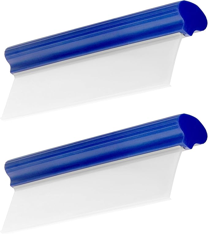 QWORK Car Squeegee, 2 Pack 12 inch Flexible Car Water Scraper Tool Silicone Window Squeegee for Car Or Home Use, Washing & Wiping Glass, Mirror & Shower Doors, Blue