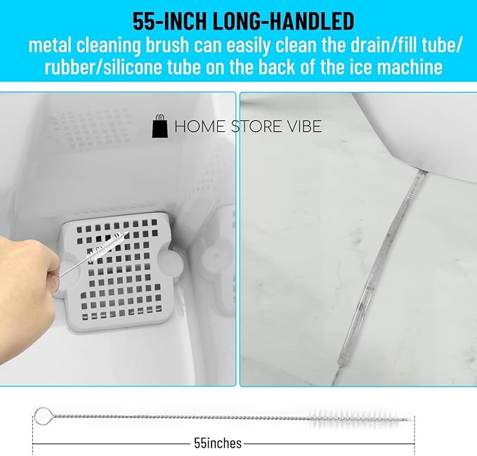 10 PCS Ice Machine Cleaner Brush Sets - Ice Maker Cleaning Tools - 2 PCS Straw Cleaner Brush & Machine Cleaner, 8 PCS Crevice Tools, Essential Kit for Maintenance & Dry Ice Cleaning