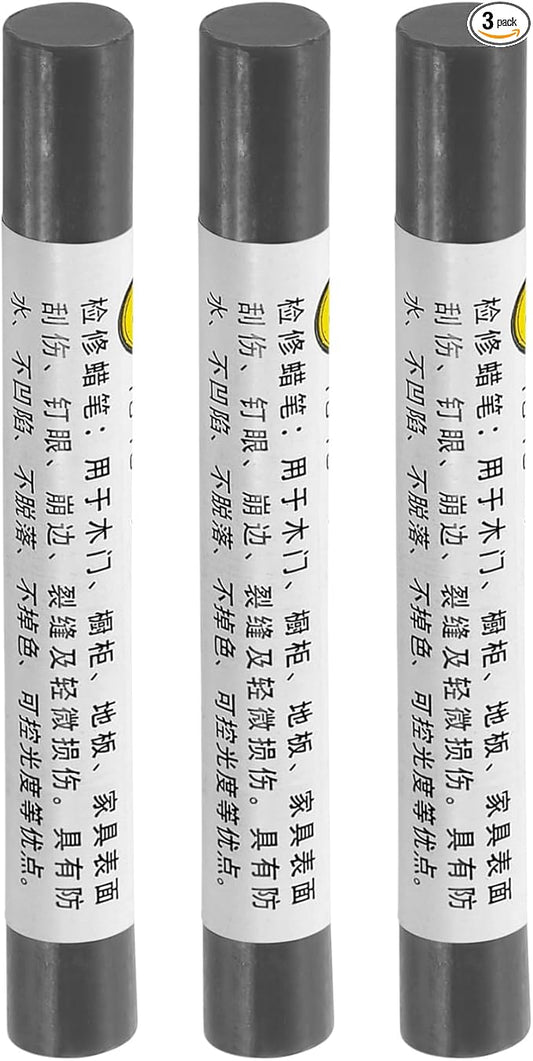 uxcell Furniture Repair Crayons, 3Pcs - Wood Wax Filler Stick, Furniture Markers Touch Up - for Scratches Holes Tables Desks Wooden Floors Cover Ups, Broken Bridge Gray