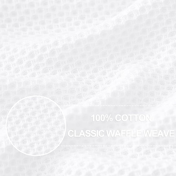 Homaxy 100% Cotton Waffle Weave Kitchen Dish Cloths, Ultra Soft Absorbent Quick Drying Dish Towels, 12 x 12 Inches, 6-Pack, White