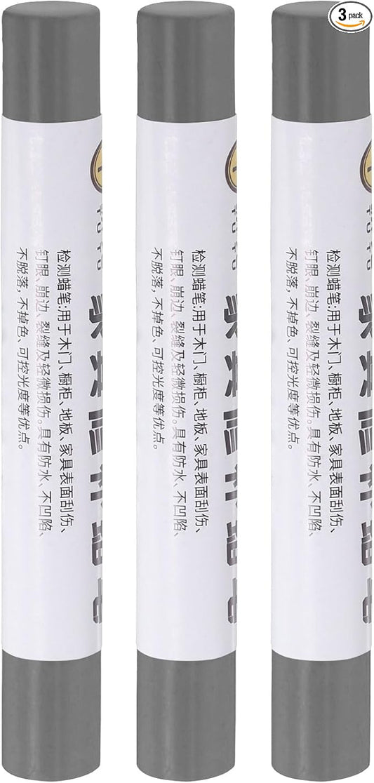 uxcell Furniture Repair Crayons, 3Pcs - Wood Wax Filler Stick, Furniture Markers Touch Up - for Scratches Holes Tables Desks Wooden Floors Cover Ups, Cloud Grey