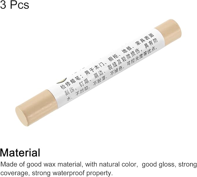 uxcell Furniture Repair Crayons, 3Pcs - Wood Wax Filler Stick, Furniture Markers Touch Up - for Scratches Holes Tables Desks Wooden Floors Cover Ups, White Oak