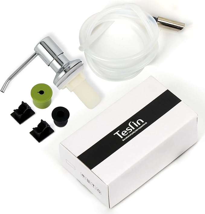 Dish Soap Dispenser for Kitchen Sink Built in Soap Dispenser Pump with 47" Extension Tube Kit Chrome Plated