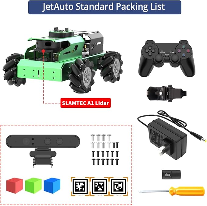 JetAuto ROS2 Robot Car with ChatGPT Large AI Model Lidar Depth Camera AI Voice Control Touch Screen, SLAM Mapping Navigation Path Planning Autonomous Driving Smart Robot, Standard Kit & JetsonNano 4GB