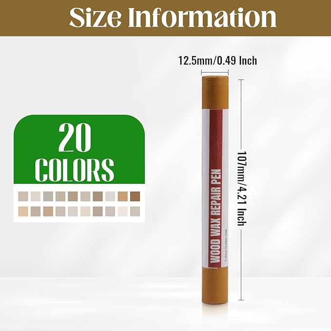 Wood Filler Sticks，20 Colors Wood Repair Wax Crayons Furniture Markers Touch up for Repairing Scratches, Scuffs, Cracks, Dings and Holes in Wood Floors, Cabinets, Furniture (Common Series)