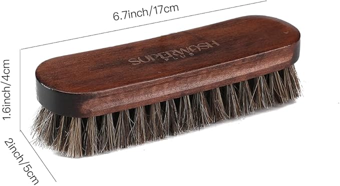 Horsehair Shoes Shine Brush, Soft Horse Hair Bristles Leather Clean & Care Brushes with Comfortable Grip for Shoes, Boots, Coats and Bags - 2 Pack