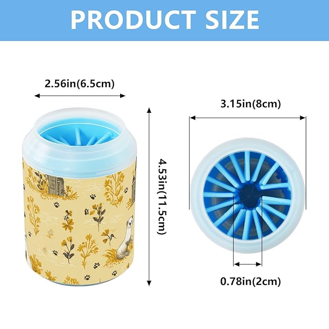 Dog Paw Cleaner Cups for Dogs Pet Foot Washer Paw Scrubber for Medium Small Large Dogs Cats Cleaning Cup Yellow Ferrets Castles Paw Prints