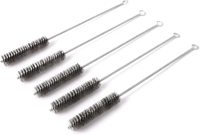 12 Inch Pipe Cleaning Brush Set with Stainless Steel Bristles, Steel Wire Tube Brush Kit for Auto Parts Polishing, Machining, Bottles, Tubes, Etc.（23mm-5pcs）