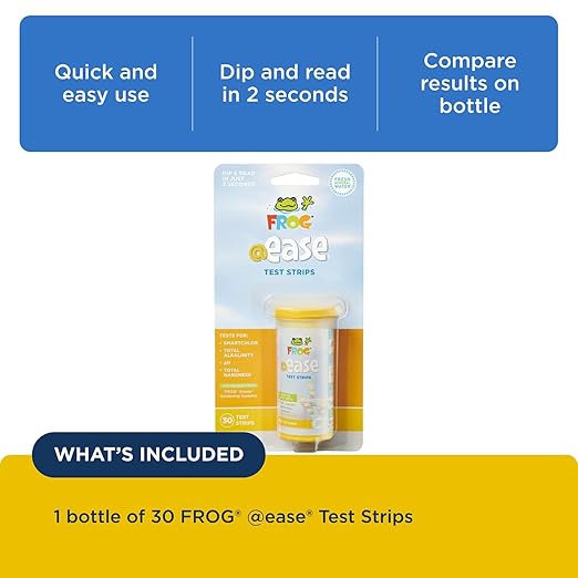 FROG @Ease Test Strips for Hot Tubs and Swim Spas - Test Strip with Out Indicator for FROG @Ease SmartChlor Cartridges, pH, Total Alkalinity and Total Hardness - 30 Test Strips