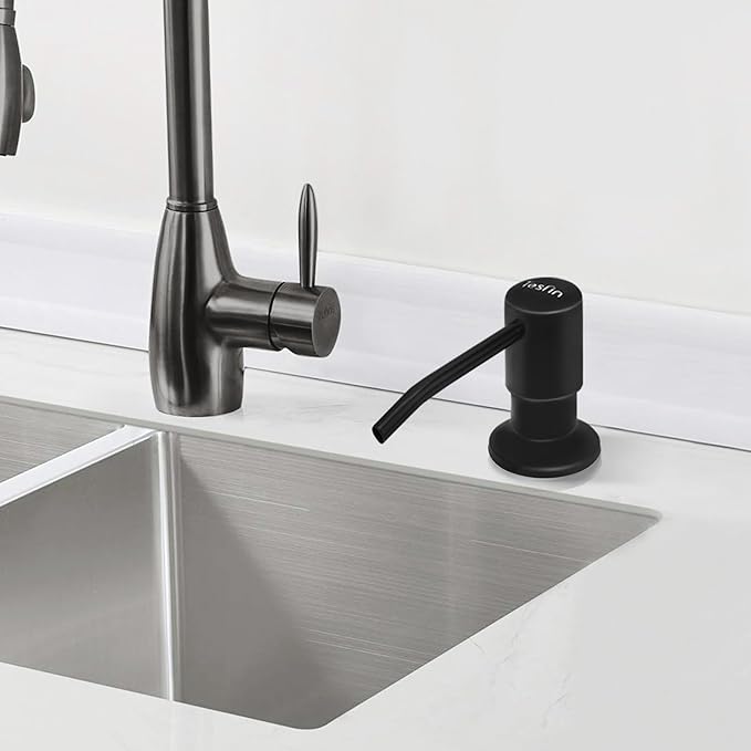 Soap Dispenser for Kitchen Sink Black Built in Soap Dispenser Pump Dish Liquid Countertop with Bottle