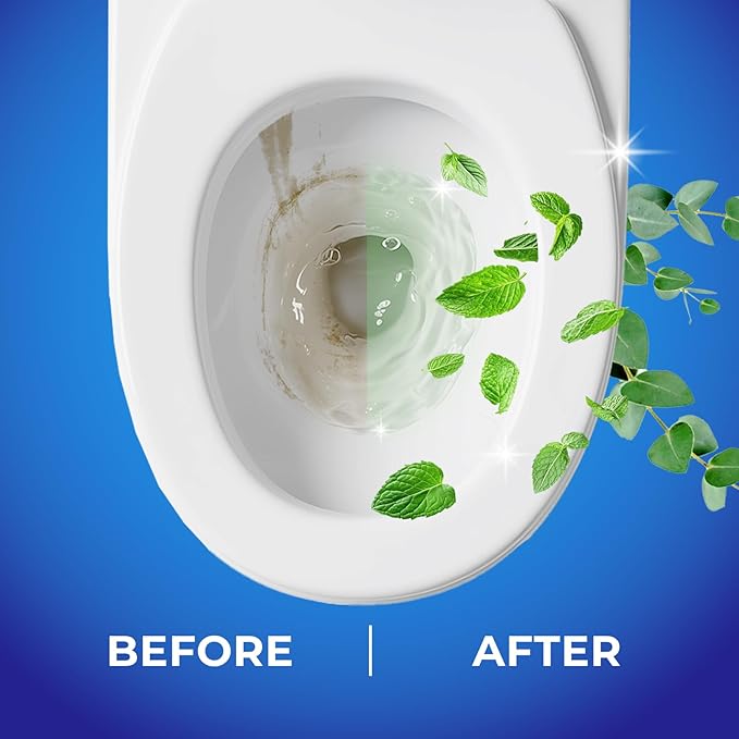 Toilet Bowl Cleaner Butterfly Rim Hanger – Eucalyptus and Mint Scent, 6 × 1.8 OZ (50g), Lasts Up to 6 Months, Automatic Cleaning & Deodorizing