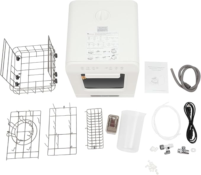 Countertop Dishwasher 800W Portable Compact Dishwasher with LED Display, 3 Wash Modes, 4L/135oz Water Consumption, Dual Water Supply, 360° Washing Dish Washer for Dorm, Apartment, RV 110V