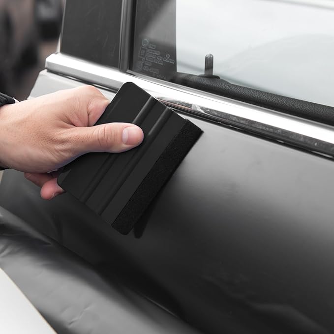 Squeegee for Vinyl, 2 Pcs Vinyl Squeegee with Extra 2 Felt Replacements, 4 Inch Vinyl Wrap Tools for Car Wrap, Craft Sign Making, DIY Crafting, Window, Black