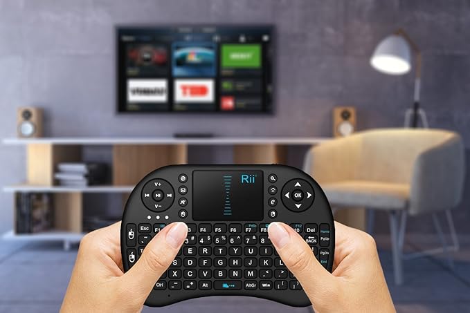 (Upgraded)Rii 2.4GHz Mini Wireless Keyboard with Touchpad,QWERTY,LED Backlit,Portable Keyboard for laptop/PC/Tablets/Windows/Mac/TV/Xbox/PS3/Raspberry Pi .(i8+ Black)