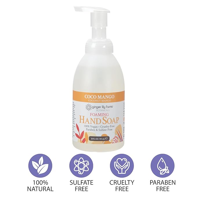 Ginger Lily Farms Botanicals All-Purpose Foaming Hand Soap Refill, Coco Mango, 100% Vegan & Cruelty-Free, Coconut Mango Scent, 20 Fl Oz (Pack of 1)