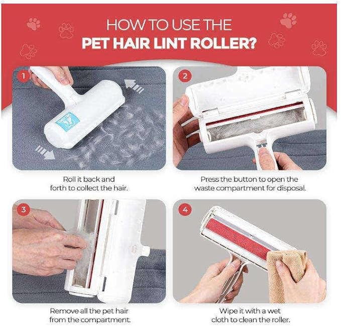 Reusable Pet Hair Remover Roller – Portable Plastic Lint Brush for Removing Pet Hair from Clothes, Sofa & Furniture – No Adhesive, No Battery Required