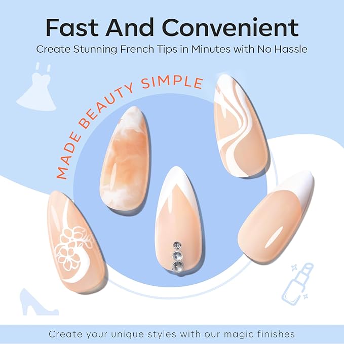 modelones French Tip Nail Stamp 6 Pcs DIY Gel Nail Art Printing Tool Kit