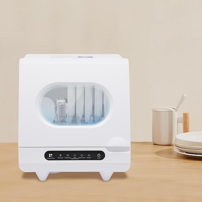 Portable Countertop Dishwashers, 800W Automatic Compact Dishwasher Mini Countertop Dishwasher with 5 Washing Programs and 161.6℉ Hot Air Drying for Home, Apartment, RV