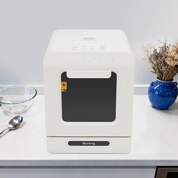 Portable Countertop Dishwasher with Drying Function, Compact Energy Saving Dishwasher for Apartments/RVs, Smart Mini Dishwasher For Apartments,Dorms,Rvs,Kitchens