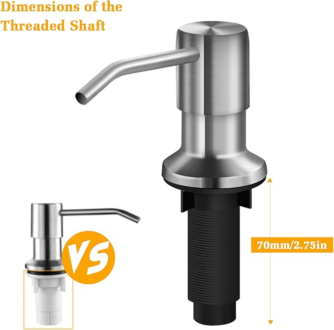 Soap Dispenser for Kitchen Sink, Built in Sink Soap Dispenser Lotion Dispenser with 17 OZ Bottle, Refill from The Top Bar Sink Soap Dispenser, Brushed Nickel (2 Pack)