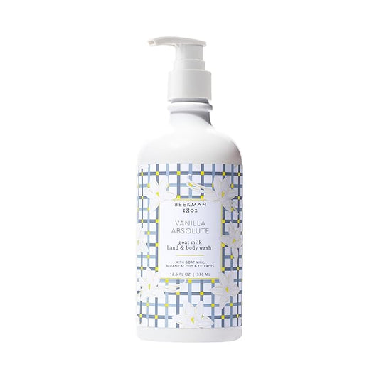 Beekman 1802 Goat Milk Hand Wash – Vanilla Absolute – Scented – 12.5 fl oz – Moisturizing & Gentle – Good for Sensitive Skin – Cruelty Free – Ready for Use, Pump Inserted