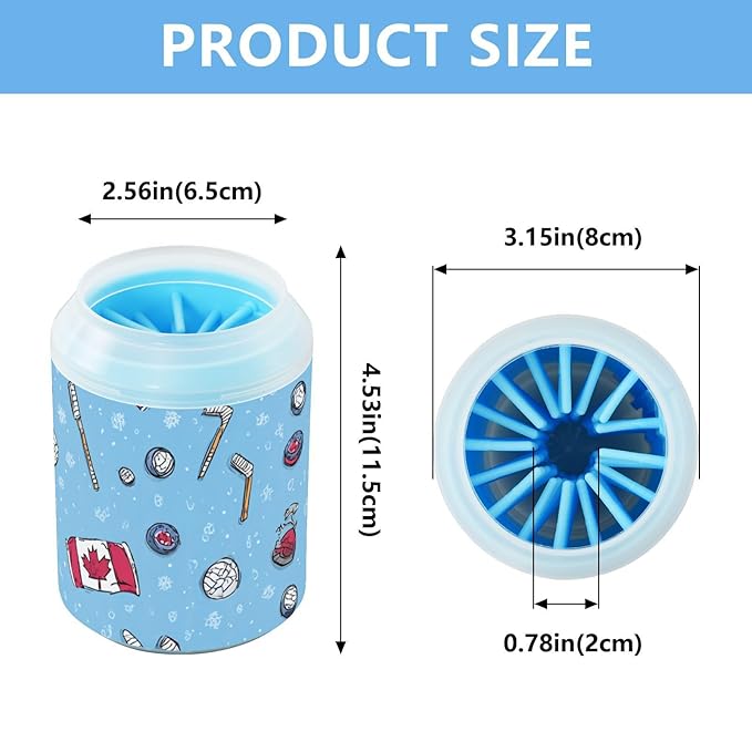 Dog Paw Cleaner Cups for Dogs Pet Foot Washer Paw Scrubber for Small Medium Large Dogs Cats Cleaning Cup Blue Canada Flags Hockey