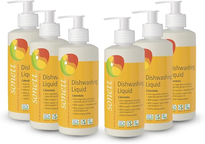 Sonett Organic Dishwashing Liquid Calendula 10 Fl.Oz Certified Organically Grow (Pack of 6)