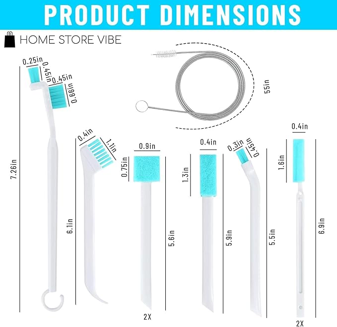 10 PCS Ice Machine Cleaner Brush Sets - Ice Maker Cleaning Tools - 2 PCS Straw Cleaner Brush & Machine Cleaner, 8 PCS Crevice Tools, Essential Kit for Maintenance & Dry Ice Cleaning