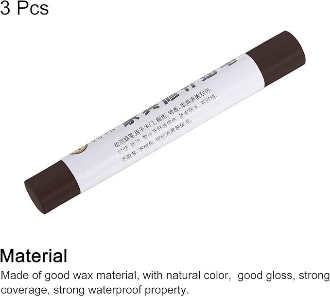 uxcell Furniture Repair Crayons, 3Pcs - Wood Wax Filler Stick, Furniture Markers Touch Up - for Scratches Holes Tables Desks Wooden Floors Cover Ups, Mocha Pattern