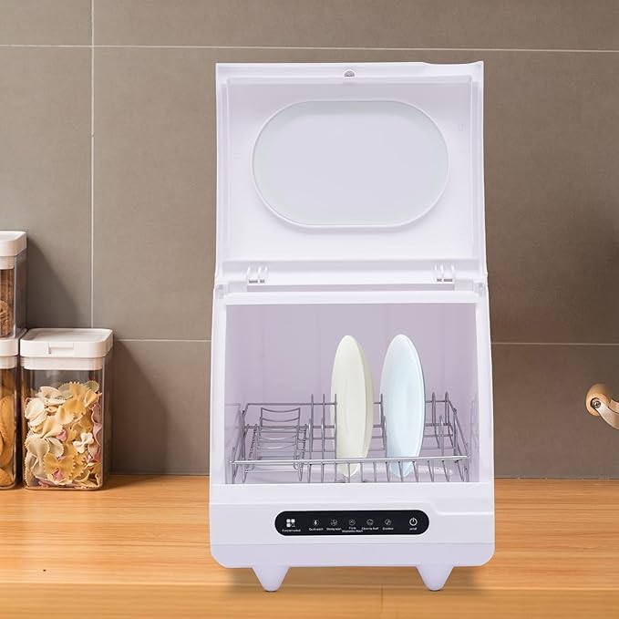 1200W Portable Countertop Dishwasher with 5Programs,360° Dual Spray 162℉ High-Temp& Air-Refresh Function and Touch Screen for Small Apartments, Dorms and RVs,No Hookup Needed