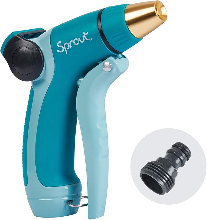 Sprout 65110-AMZ Metal Front Trigger Adjustable Nozzle and QuickConnect Product Adapter Amazon Bundle, Gooseberry Green