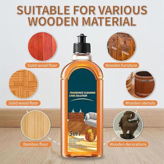 Stain & Odor Remover Floor Cleaner, 5 In 1 Floor Cleaner - Aucosh Hardwood Floor Cleaning Polish Restorer Combo, Natural Shine, Leaves Protective Layer (1)