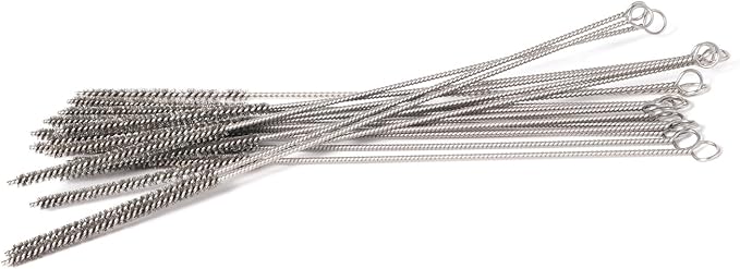 12 Inch Pipe Cleaning Brush Set with Stainless Steel Bristles, Steel Wire Tube Brush Kit for Auto Parts Polishing, Machining, Bottles, Tubes, Etc.（6mm-10pcs）