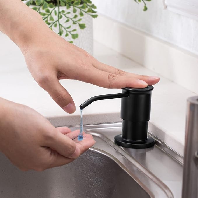 Built-in Soap Dispenser for Kitchen Sink, Soap Dispenser Pump Set with 17oz Bottle and 47.2-inch Extension Tube Kit for Dish Detergent - Black