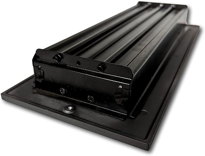 Madelyn Carter 4 x 12 Cast Aluminum Linear Vent Cover with Damper - Carbon Gray (Overall: 5.75 x 13.75) | Floor Register - Wall Register