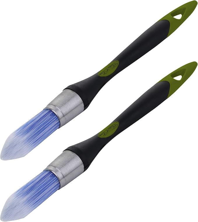 Bates- Trim Paint Brush, 2 pcs, 0.6" Inch, Black & Green Handle, Trim Brushes for Painting