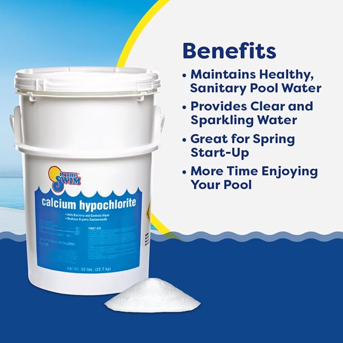 In The Swim Shock and Chlorine Bundle for Sanitizing Swimming Pools – Includes 50 Pound Bucket of 68% Cal-Hypo Pool Shock and 50 Pound Bucket of 3 Inch Stabilized Chlorine Tablets
