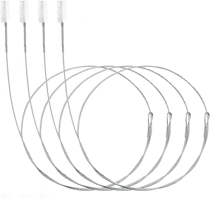 4 Pcs Extra Long Pipe Tube Cleaner Flexible Flexible Drain Brush with Soft Nylon Bristles Head Long Pipe Cleaners Fridge Drain Pipe Dredging Tool Drinking Straw Cleaner Brush 1m/39in