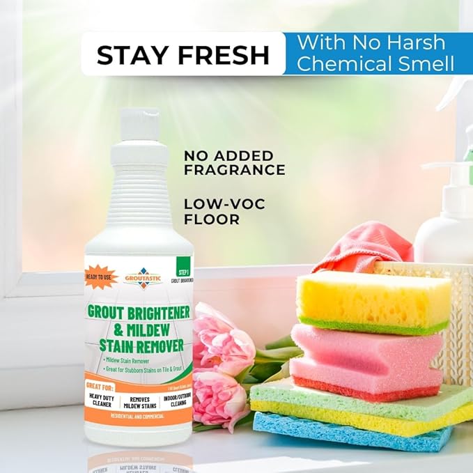 Mildew Stain Remover – Powerful Mold & Mildew Cleaner for Tile, Grout, Showers & Bathrooms – Removes Black Stains & Soap Scum – Fast Acting, Professional Strength Cleaner