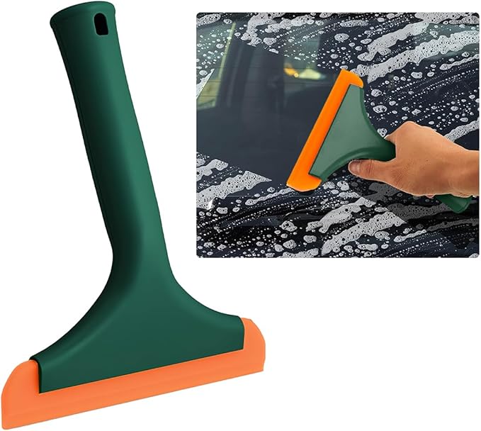 Small Silicone Window Squeegee, Car Windshield Silicone Squeegee, Auto Windshield Water Blade Scraper with 5.9 Inch Blade and Non-Slip Handle for Window, Mirror, Glass Door (Dark Green)