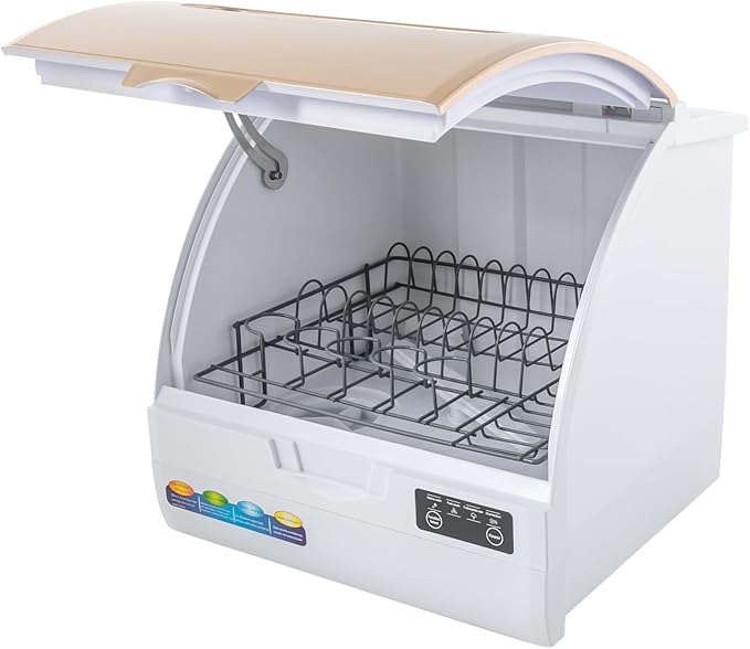 Portable Dishwasher Countertop,Portable Mini Dishwasher with 5L Built-in Water Tank for Apartments& RVs,Compact Dishwashers with 5 Washing Programs,High-Temp& Air-Dry Function (Gold)