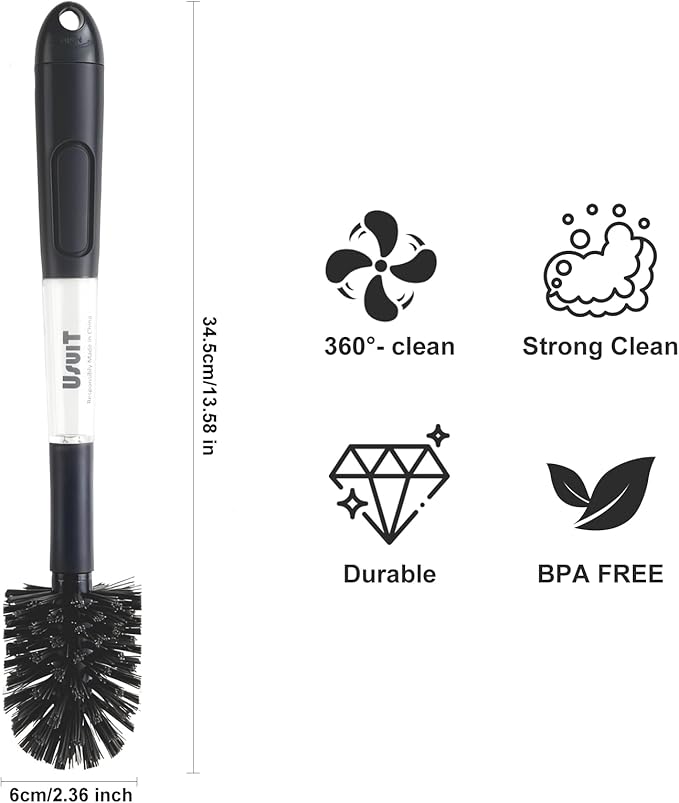 Soap Dispensing Bottle Brush, Comfort Grip, Gray, 2 Pieces (in one Package), Cleaning for Bottles, Pitchers and Carafes