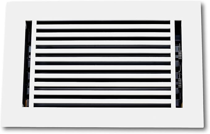 Madelyn Carter 6 x 14 Cast Aluminum Linear Vent Cover with Damper - White (Overall: 7.25 x 17.25) | Floor Register - Wall Register