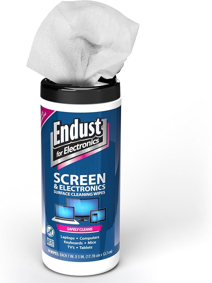 Endust for Electronics; Screen & Surface Cleaning Wipes, Great LCD and Plasma Wipes, 70 Wipes (11506)
