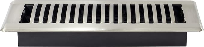 Decor Grates LAH410-NKL Louvered Floor Register, 4x10 Inches, Brushed Nickel (Pack of 8)